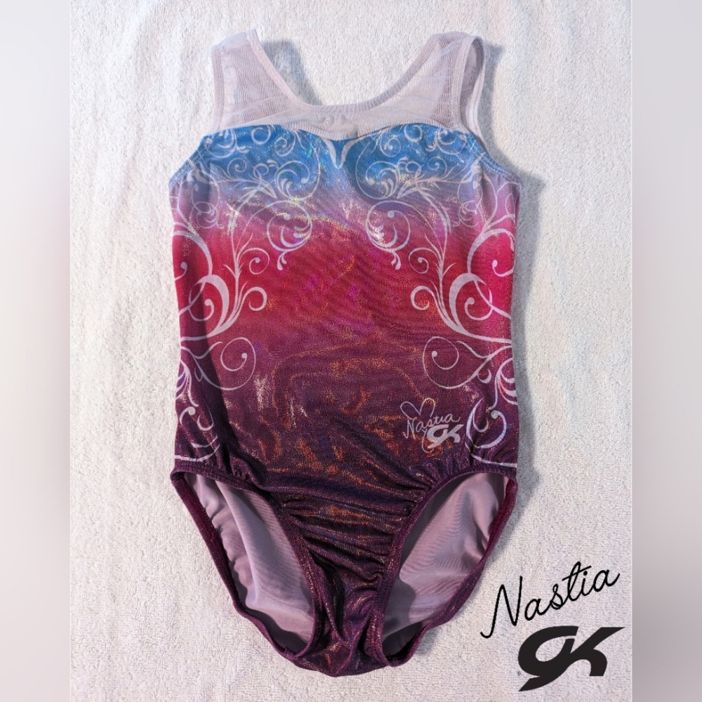 GK Kids Gymnastics Leotard - Child Large - Blue and Red